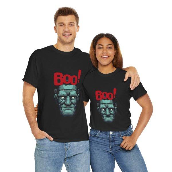 Boo Halloween Frankenstein's Black Color T-Shirt For Unisex Heavy Cotton Tee Boo Halloween Frankenstein's Black Color T-Shirt For Unisex Heavy Cotton Tee