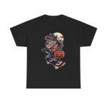 Halloween wolf on a skateboard Black Color T-Shirt For Men Heavy Cotton Tee