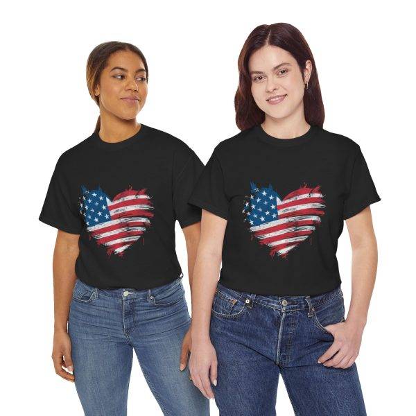 Patriotic USA Heart Unisex Heavy Cotton Tee