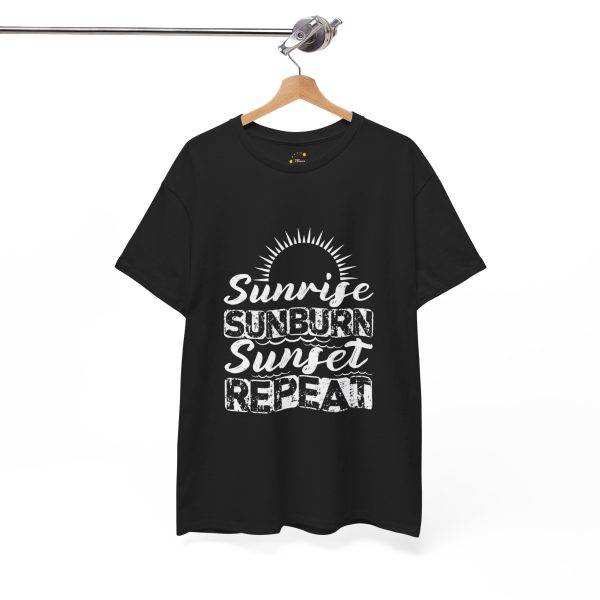 Sunrise Sunburn Sunset Repeat Black Color T-Shirt For Unisex Heavy Cotton Tee