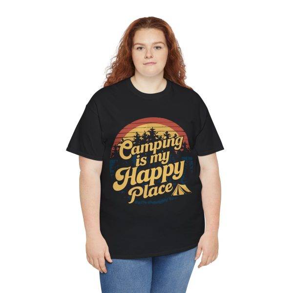 Camping is my Happy Place Black Color T-Shirt For Unisex Heavy Cotton Tee