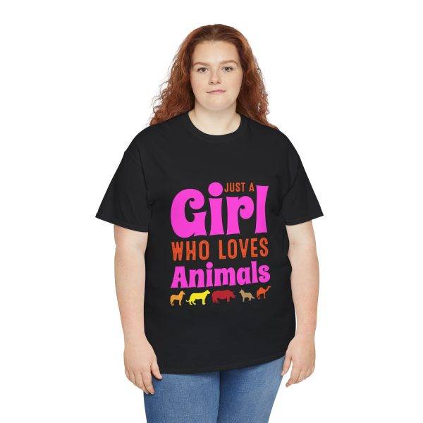 Just A Girl Who Loves Animals Black Color T-Shirt For Women Heavy Cotton Tee