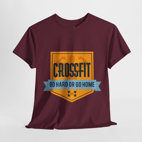 GYM Cross Fit Go Hard Or Go Home Maroon Color T-Shirt For Unisex Heavy Cotton Tee