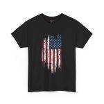 USA Flag Black Color T-Shirt For Unisex Heavy Cotton Tee