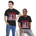 Freedom US Flag Black Color T-Shirt For Unisex Heavy Cotton Tee