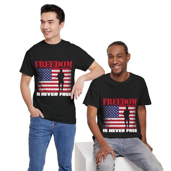 Freedom US Flag Black Color T-Shirt For Unisex Heavy Cotton Tee