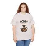 Happy Halloween Ice Gray Color T-Shirt For Unisex Heavy Cotton Tee Happy Halloween Ice Gray Color T-Shirt For Unisex Heavy Cotton Tee