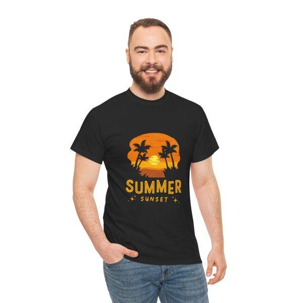 Summer Sunset Black Color T-Shirt For Unisex Heavy Cotton Tee