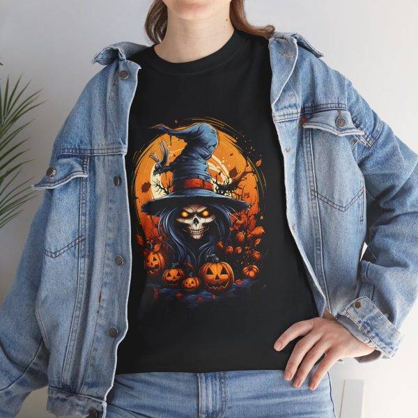 Scary Halloween Pumpkin Black Color T-Shirt For Unisex Heavy Cotton Tee Scary Halloween Pumpkin Black Color T-Shirt For Unisex Heavy Cotton Tee