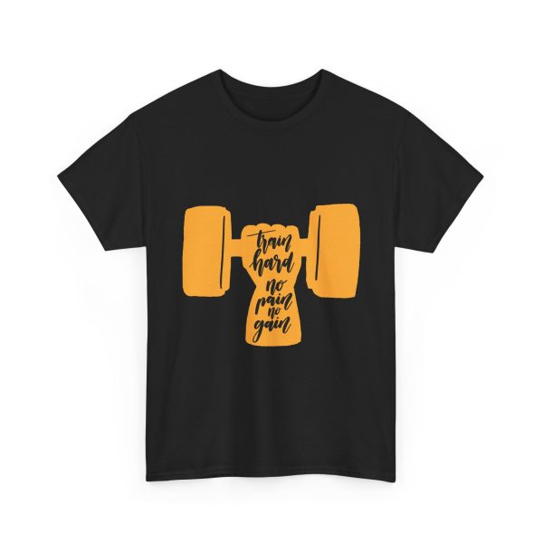 Time Hard No Pain No gain Black Color Gym T-Shirt For Men Heavy Cotton Tee