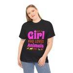 Just A Girl Who Loves Animals Black Color T-Shirt For Women Heavy Cotton Tee