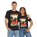 Summer Beach Unisex Heavy Cotton Tee - Relaxed Fit, Tropical Vibe, Perfect for Vacation