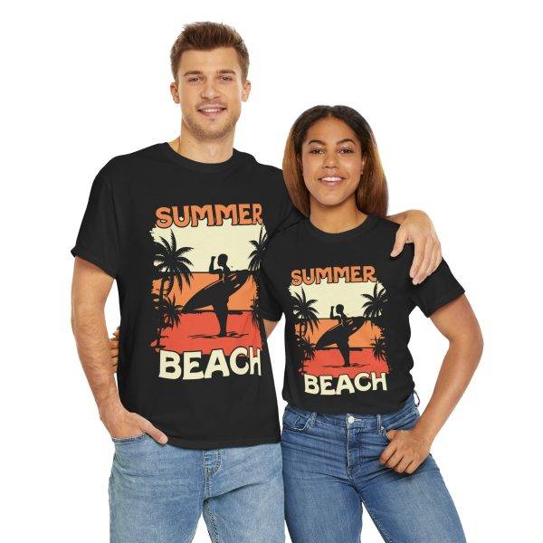 Summer Beach Unisex Heavy Cotton Tee - Relaxed Fit, Tropical Vibe, Perfect for Vacation