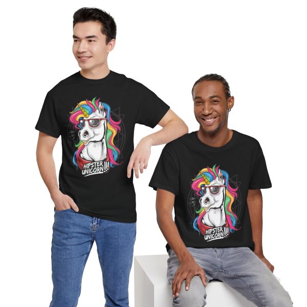 Hipster Unicorn black color Tshirt For Unisex Heavy Cotton Tee