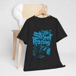 Street Racing Black Color T-Shirt For Men Heavy Cotton Tee