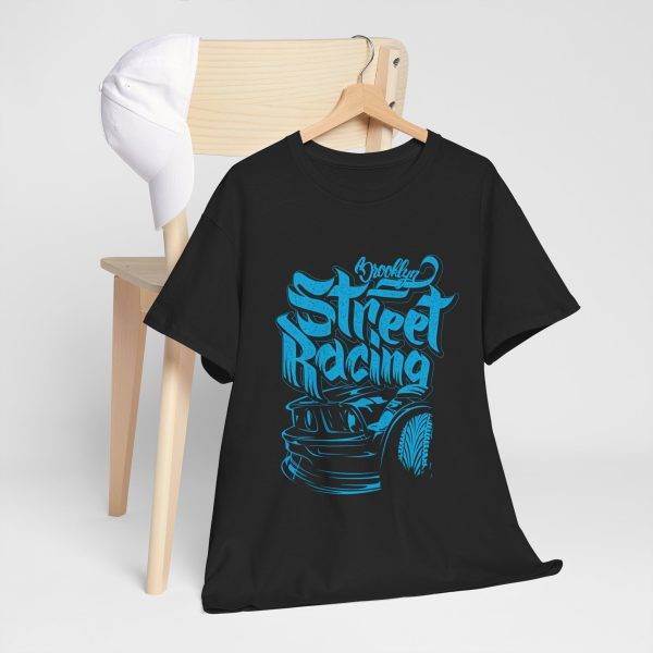 Street Racing Black Color T-Shirt For Men Heavy Cotton Tee