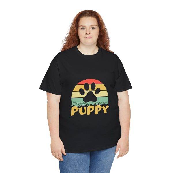 Puppy Unisex Heavy Cotton Dog Tee - Happiness is a Warm Puppy Graphic Tee