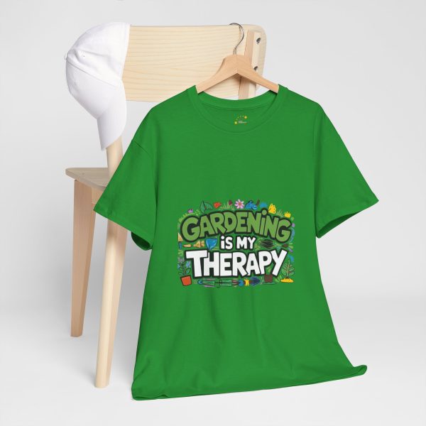 Gardening Is My Therapy Unisex Heavy Cotton Tee - Green Gardening T-Shirt for Plant Lovers