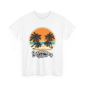Summer Vibes White Color T-Shirt for Unisex Heavy Cotton Tee