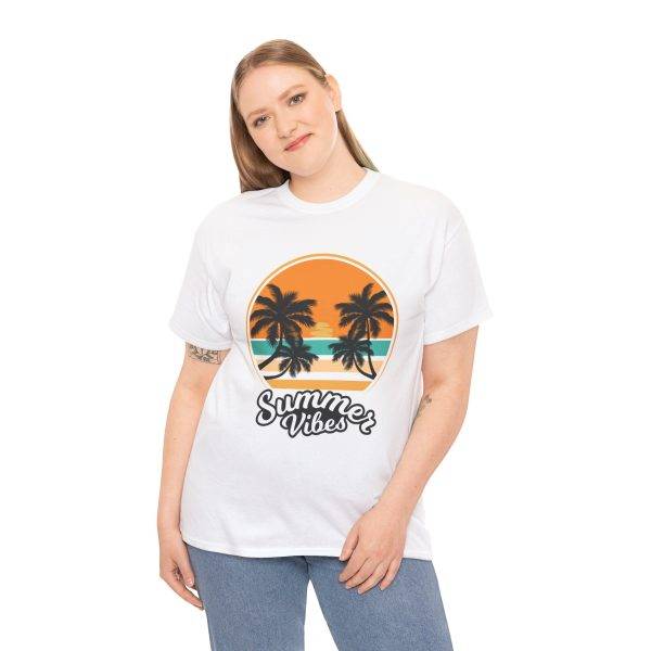 Summer Vibes White Color T-Shirt for Unisex Heavy Cotton Tee