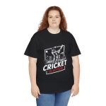 Sport Cricket In Action Black Color T-Shirt For Unisex Heavy Cotton Tee