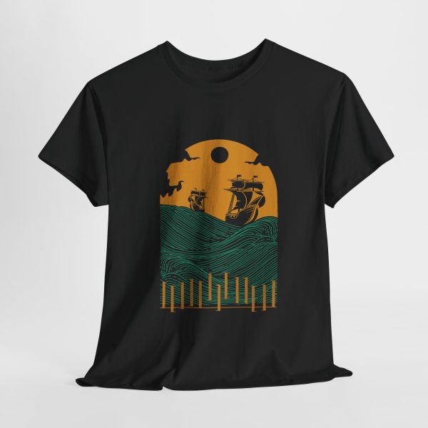 Ships Black Color T-Shirt For Unisex Heavy Cotton Tee