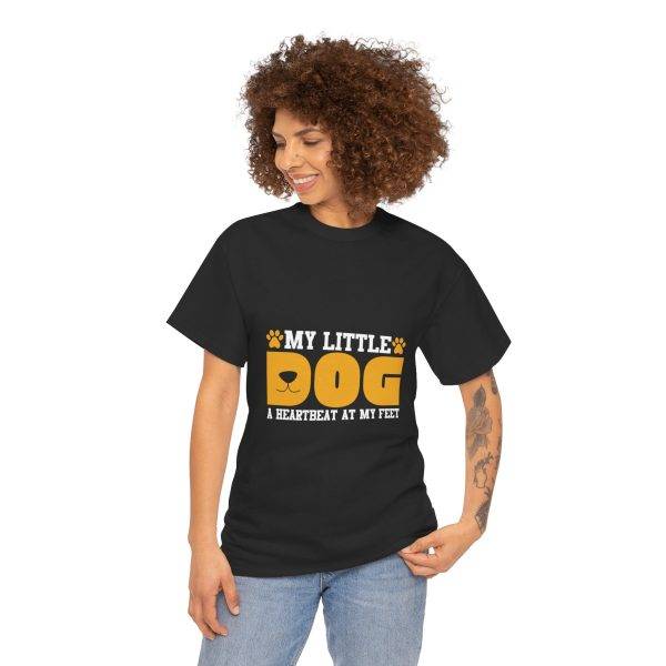 Unisex Heavy Cotton Tee - My Little Dog, Heartbeat at My Feet