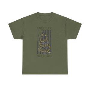 American Veteran Military Green Color T-Shirt For Unisex Heavy Cotton Tee
