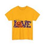 Love Halloween Gold Color T-Shirt For Unisex Heavy Cotton Tee