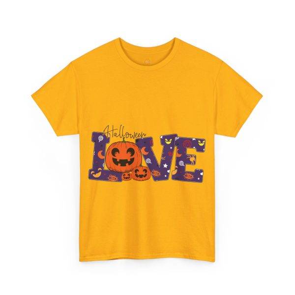 Love Halloween Gold Color T-Shirt For Unisex Heavy Cotton Tee
