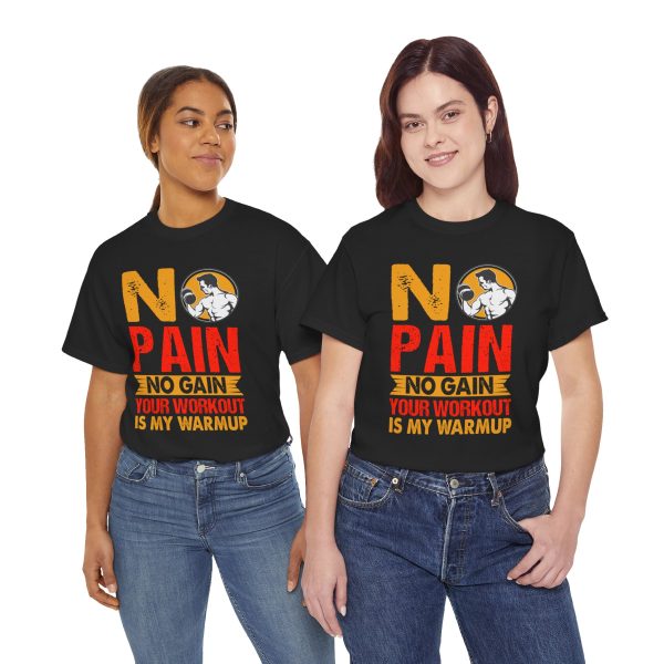 No pain no gain gym Black Color T-Shirt for Unisex Heavy Cotton Tee