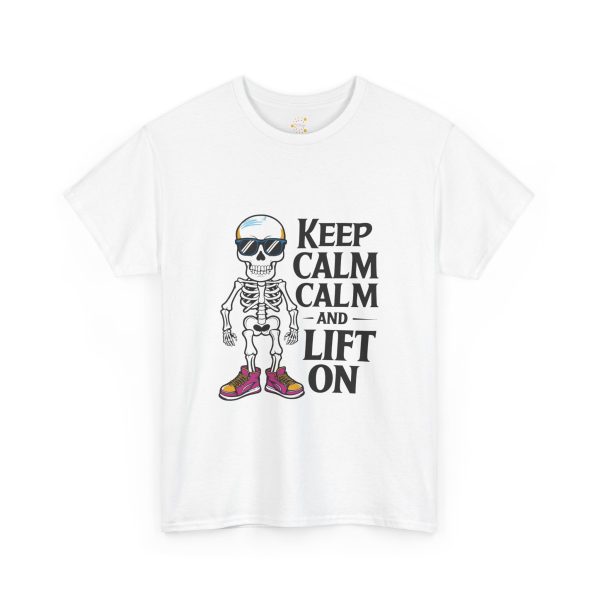Keep calm calm and left on white Color T-Shirt For Unisex Heavy Cotton Tee
