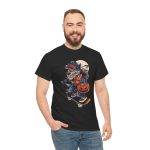 Halloween wolf on a skateboard Black Color T-Shirt For Men Heavy Cotton Tee