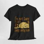 Funny Cat Energy Saving Mode Tee - Unisex Heavy Cotton T-Shirt