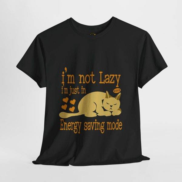 Funny Cat Energy Saving Mode Tee - Unisex Heavy Cotton T-Shirt