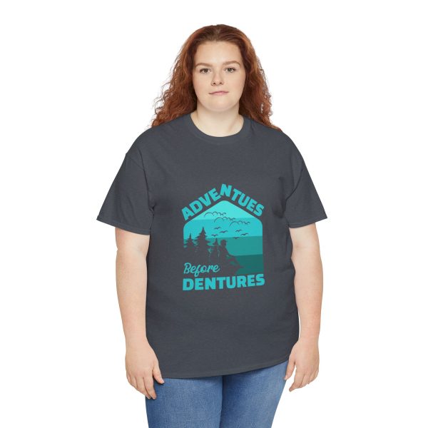 Hiking Adventues before Dentures Tweed color Tshirt For Unisex Heavy Cotton Tee