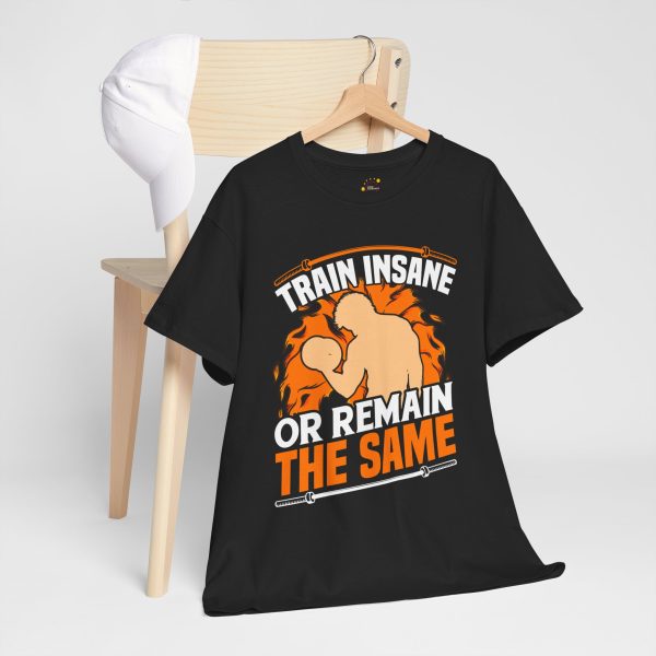Train insane or remain the same block color gym Tshirt For Unisex Heavy Cotton Tee