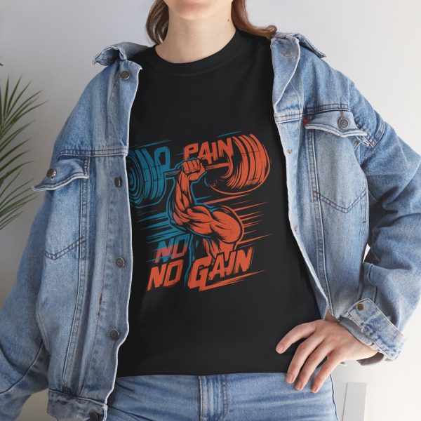 No pain no gain gym black color Tshirt For Unisex Heavy Cotton Tee No pain no gain gym black color Tshirt For Unisex Heavy Cotton Tee