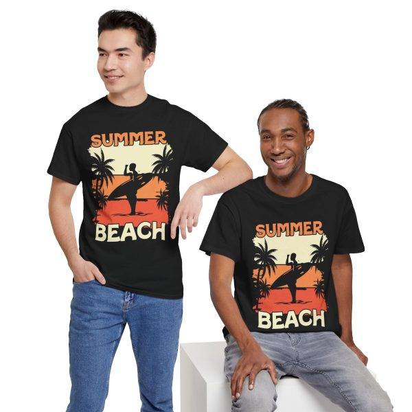 Summer Beach Unisex Heavy Cotton Tee - Relaxed Fit, Tropical Vibe, Perfect for Vacation