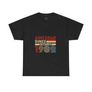 Awesome since 1982 Black Color T-Shirt For Unisex Heavy Cotton Tee