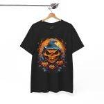 Scary Halloween Pumpkin Black Color T-Shirt For Unisex Heavy Cotton Tee Scary Halloween Pumpkin Black Color T-Shirt For Unisex Heavy Cotton Tee
