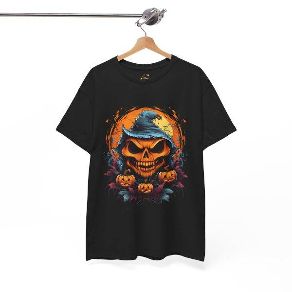 Scary Halloween Pumpkin Black Color T-Shirt For Unisex Heavy Cotton Tee Scary Halloween Pumpkin Black Color T-Shirt For Unisex Heavy Cotton Tee