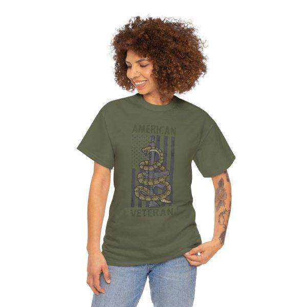 American Veteran Military Green Color T-Shirt For Unisex Heavy Cotton Tee