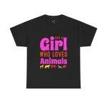 Just A Girl Who Loves Animals Black Color T-Shirt For Women Heavy Cotton Tee