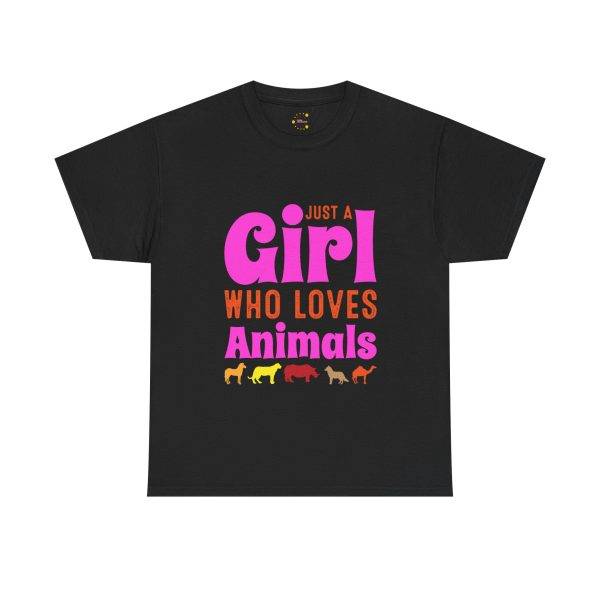 Just A Girl Who Loves Animals Black Color T-Shirt For Women Heavy Cotton Tee