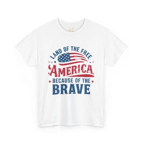 Unisex Heavy Cotton Tee - 'Land of the Free, America Because of the Brave'