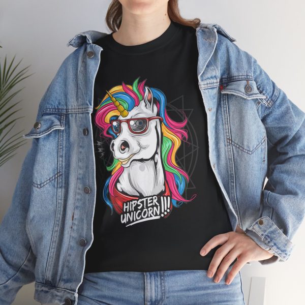 Hipster Unicorn black color Tshirt For Unisex Heavy Cotton Tee
