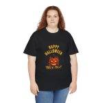 Happy Halloween Trick or Treat Black Color T-Shirt For Unisex Heavy Cotton Tee