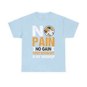 Gym No Pain No Gain Light Blue Color T-Shirt For Unisex Heavy Cotton Tee