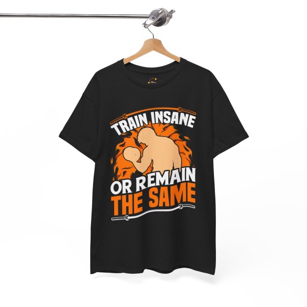 Train insane or remain the same block color gym Tshirt For Unisex Heavy Cotton Tee